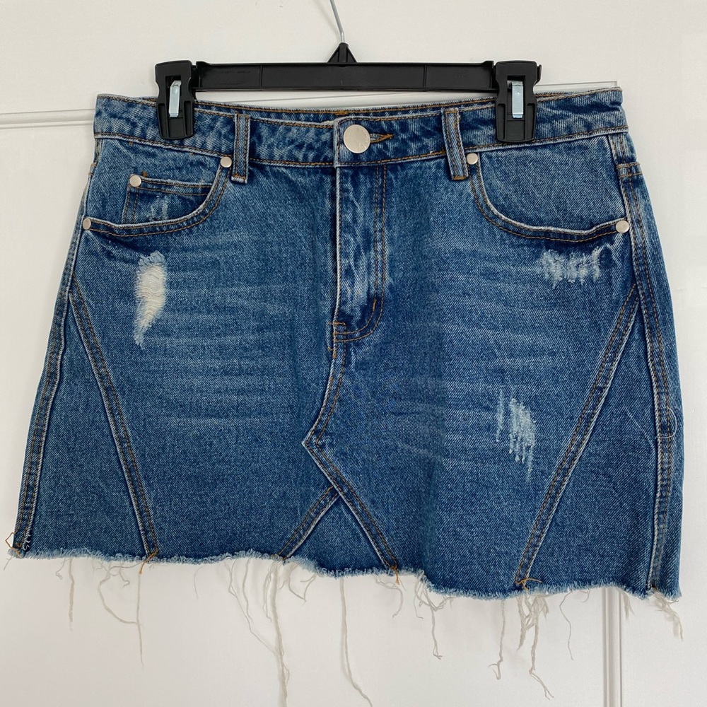 Blush denim skirt!
